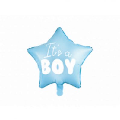 Kék csillag fólia lufi, kisfiú baba születésre-Tűzijáték, lufi és partikellék bolt Eger