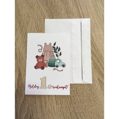 1. születésnap borítékos képeslap - konfetti Parti Eger